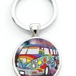 New Volkswagon bus Peace sign flower power keychain Bag Charm UNISEX Photo 0