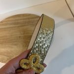 Vintage USA Motion Fast Gold Checkered Print Leather Chunky Size Small Photo 2