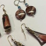 Lot Of 4 Costume Pierced Earrings Dangle BEAD Beaded Colorful Mix Some Handmade Photo 2