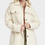 Universal Threads UNIVERSAL THREAD Brushed Oversized Wool Blend Shacket White Sand, Large Photo 0