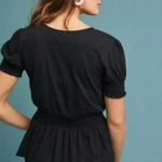 Anthropologie Ranna Gill Hibiscus Embroidered Black Top Boho Indie Casual XS Photo 5