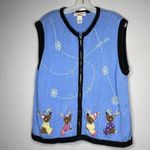 Vintage Bechamel Woman Christmas Sweater Vest‎ Blue Size 1X Photo 4
