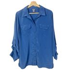 Laura Ashley Laura Scott Blue Collar Long Sleeve Button Down L Photo 4