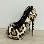 Giuseppe Zanotti Ponyhair Leopard Print Peep Toe Platform Pumps Multi 39 / 8.5 Photo 1