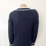 VICI [] Navy Blue White V-Neck Chunky Cable Knit Oversized Sweater Dress NWT XL Photo 7