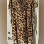Vintage Winlar Kaftan~Gold Satin Leopard Print V Photo 0