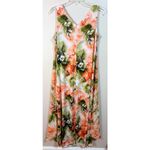 Anthony Original Coral Green Floral Chiffon Overlay Maxi Dress Size Small Photo 6