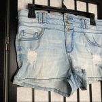 Blue Spice Distressed High Waist Button Denim Jean Shorts Blue Medium 5/6 Photo 7