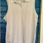 G/FORE Womens Sleeveless Golf Polo Shirt Polka Dot Beige White Trim Large Tan Photo 0