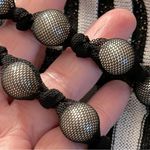 Michael Simon Black White Striped Metallic Sweater Bead Necklace Women’s‎ Medium Photo 12