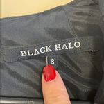 Black Halo Women’s Black Split Neck Detail Stitch Waist Sheath Dress Photo 9