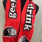 Geeks Who Drink Orange, Black, and Pink Graphic Knit Scarf Black Photo 1