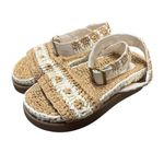 Free People  FP Roma Raffia Slip On Ankle Strap Platform Sandals Tan White 8 Photo 2