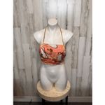 Penelope Boutique Satin Chain Halter Crop Top Pink Baroque Scarf Tie Back – Size Orange Size M Photo 1