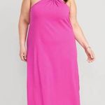 Old Navy Dress Women Size 3x Pink Slub-Knit Halter Midi Shift Side Slit Pullover Photo 0