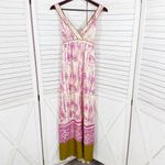 Loft  Silk Ikat Tribal Print Maxi Dress Sundress Pink Cream Size 2 Photo 10