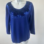 2 Women's Green Royal Blue Sequin Knit Tops by Ruby Rd., Sz: S (b43) Photo 1