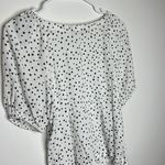 Loft Polka Dot Black & White Puffy Short Sleeve Top Photo 5