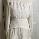 Sabo Skirt ‎ white tiered bardot swiss dot ruffle long sleeves dress size small Photo 0