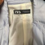 ZARA Light Blue Long Sleeve Satin Double Breasted Oversized Blazer Jacket Photo 7