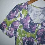 Just My Size JMS 1X Short Sleeved Floral Purple Green Bubble Hem Top Plus Photo 2