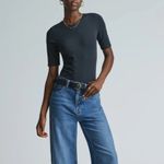 Everlane The Short-Sleeve Crew Neck Bodysuit Black Bodysuit Medium Photo 3