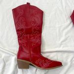 NEW Western Burgundy Red Flame Stitched Wide Calf Cowboy Cowgirl Boots 11 Photo 3