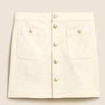 J.Crew Textured Denim Mini Skirt Gold Buttons Ecru Cream 31 / 12 Photo 0
