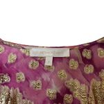 Love Shack Fancy Willis V-Neck Metallic Gold Pink Mini Dress Balloon Sleeve Size 2 Photo 9