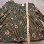 Faded Glory  Size Large L Dark Green Floral Blouse Lace Top Summer Fall Photo 3