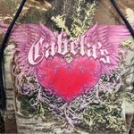 Cabela's Y2K Camo Hoodie Womens medium Green Advantage Max 1 Open Terrain Heart Photo 1