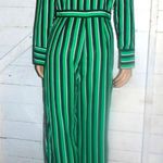 Hello Miss Green Black Striped Jumpsuit M Photo 4