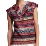 Trina Turk  Yuba Cap Sleeve Woven Top size medium Pink Black Blue Photo 1