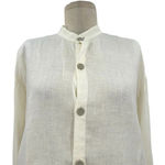 Flax Linen Lagenlook Button Down Front Tunic Top White Cream Size Small Photo 1