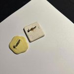 Lot Of 2 Ceramic Brooch Pins Handcrafted Tea Cup Square & Avon Flower Photo 5