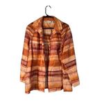 Chico's  Sunset Ombre Striped Orange Opened Front Jacket Women Sz 1 Sz M Photo 0
