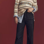 Maeve Anthropologie The Colette Full-Length High-Rise Wide-Leg Jeans Sz 33T Noir Photo 0