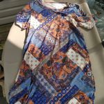 Bobby Brooks Dress XL Knee High Patchwork Boho Paisley Peasant Stretchy Soft Photo 0