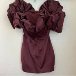 House Of CB  Selena Wine Red Brown Puff Sleeve Off Shoulder Corset dress‎ size S Photo 3