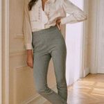 Sézane Sezane Clara Black White Herringbone Slim Trouser Pant Size 32 Euro Photo 0
