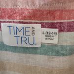 Time and Tru Striped Multicolor Linen Dress Size Large 12 Photo 5