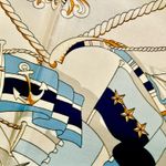Vintage Square Sailing BOAT,WHEEL&Anchor 35/35 Oversized satin Silky SCARF Multiple Photo 7