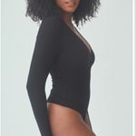 Klassy Network  Deep V Long Sleeve‎ Ribbed Bramisuit Black Size Small Photo 3