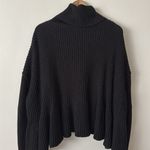 Free People  M Black Chunky Knit Turtleneck Sweater Photo 6