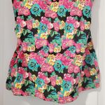 One Step Up  Black Floral Cami Spaghetti Strap Medium Photo 7