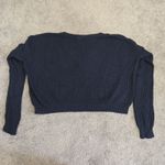 Brandy Melville  Cotton Navy Blue Ribbed Cropped V Neck Pullover Sweater One Size Photo 5