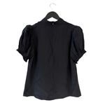 frame denim Frame‎ Small Pleated Puff-Sleeve Silk Mock Neck Blouse Black Dressy Classic Photo 3