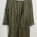Womans Have Large Green Long Sleeve Open Front Knee Length Jacket Photo 0