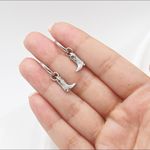 Small Silver Cowboy Boot Earrings Photo 1