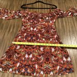 Lumiere Cold Shoulder Long Sleeve Floral paisley Orange Mini Dress Small NWT Photo 7
